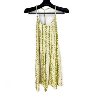 100% Silk Dress Womens Medium Green Animal Print Flowy Banana Republic